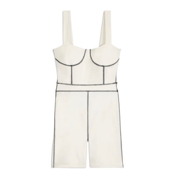 WeWoreWhat Corset Bodysuit Ivory With Black Contrast Stitch Women’s Size Medium - Picture 12 of 12